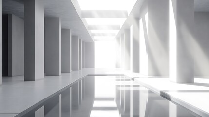 Obraz premium Clean architectural interiors with a perfect balance of materials and light