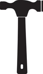 Black hammer silhouette vector art on white background