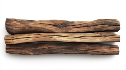 Textured Wooden Logs on White Background for Rustic Decor