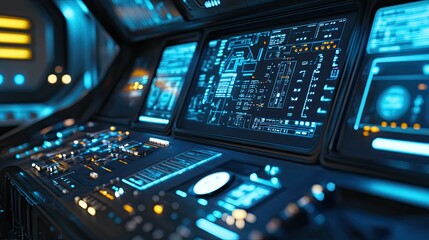 Fototapeta premium Spaceship Control Room 4K no people 