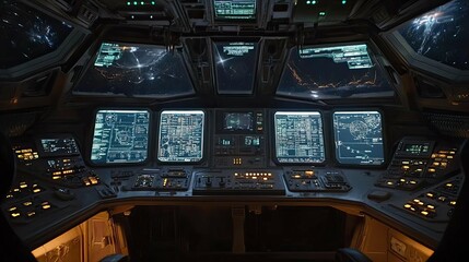 Fototapeta premium Spaceship Control Room 4K no people 