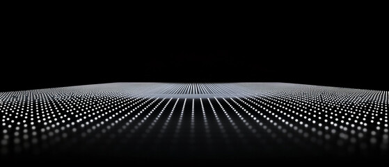 Abstract LED grid on black background with perspective effect