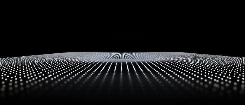Abstract LED grid on black background with perspective effect