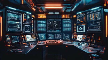 Fototapeta premium Spaceship Control Room 4K no people 