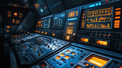 Spaceship Control Room 4K no people 