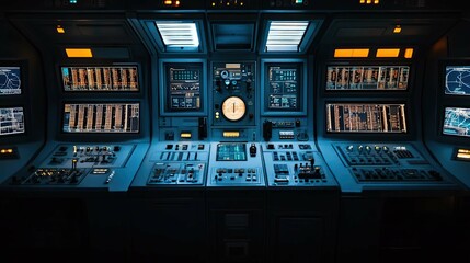 Naklejka premium Spaceship Control Room 4K no people 