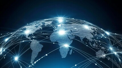 Obraz premium Global Network Connection: Abstract Futuristic Digital Background