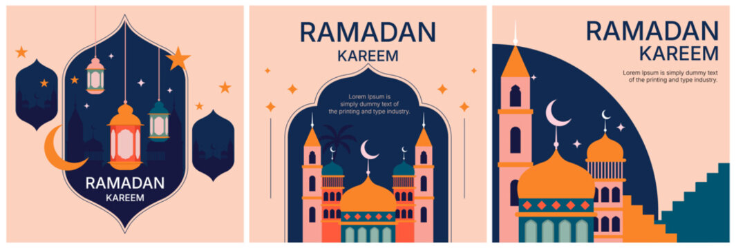 2d vector Ramadan Kareem, geometric background and wallpaper design, Ramanda Kareem illustration, greeting card template
