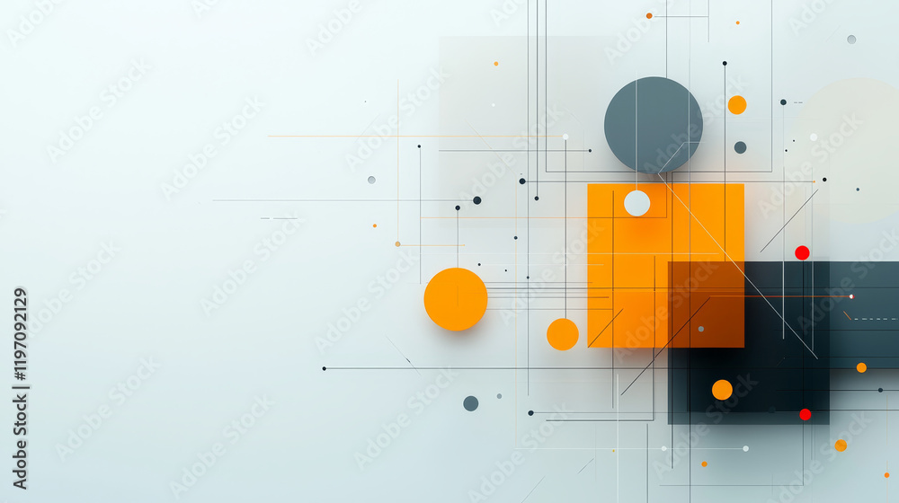 Poster abstract geometric shapes and lines create a dynamic composition in modern graphic design studio env