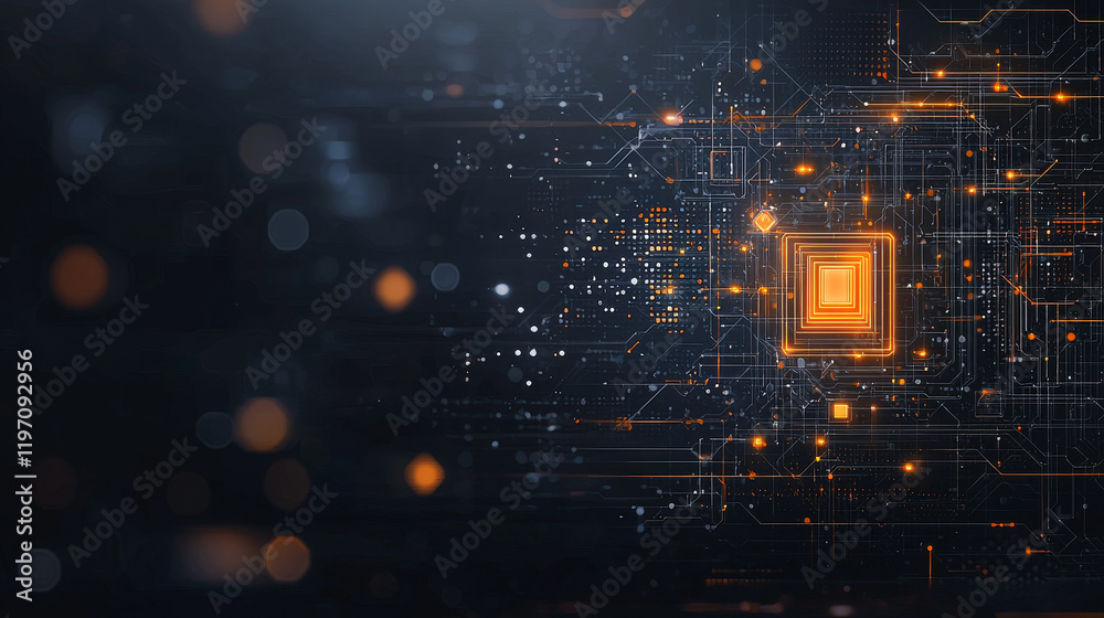 Poster dynamic digital network visualization cyber space abstract graphic futuristic environment close-up v