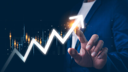 A person pointing a growth chart with 2025 labels on a tablet. Planning and growth, concept of...