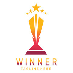 Award winner trophy - vector logo template concept illustration in flat style. Creative Sign Star.