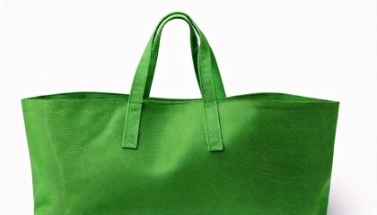 A stylish green leather handbag isolated on a white background. The