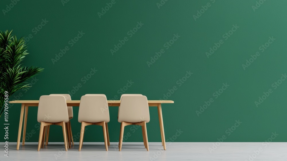 Poster empty conference room with minimalist setup promoting focus
