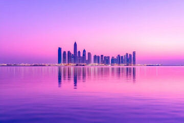 Fototapeta premium Purple Cityscape Reflection