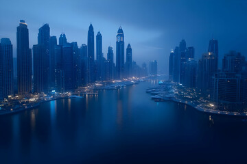 Fototapeta premium Night Cityscape Skyline Illustration