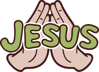 Jesus name in the shape of prayer hands vector