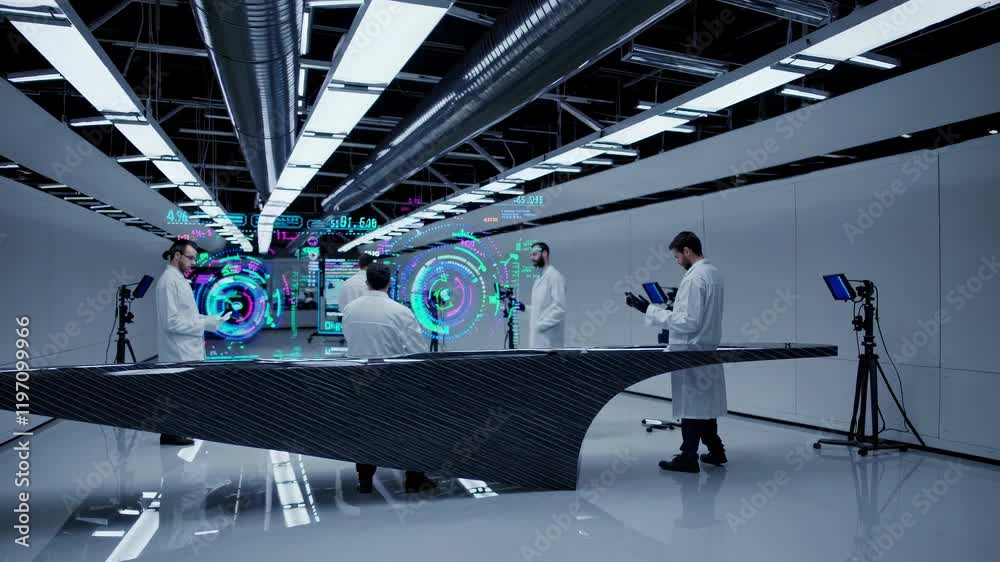 Leinwandbilder scientists conduct advanced experiments in a futuristic laboratory showcasing high-tech displays and