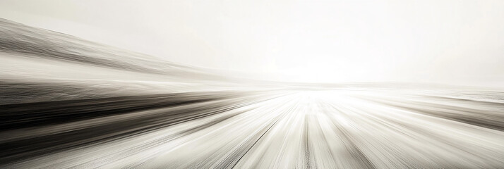 Abstract futuristic landscape with dynamic light streaks in monochrome tones
