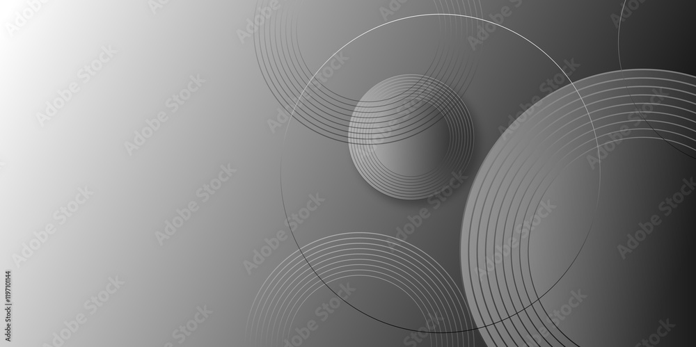 Aufkleber Abstract grey background with gradient circle ring. Spiral sound wave rhythm line dynamic shape.  abstract background, Vector illustration design for presentation, banner, cover, poster, texture Etc.	