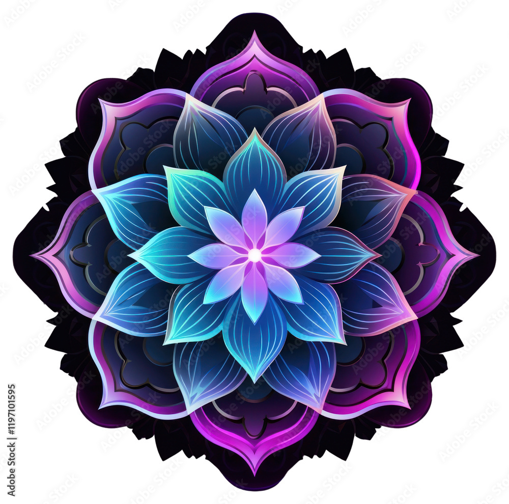 Canvas Prints PNG Neon Picture lotus close pattern circle purple.