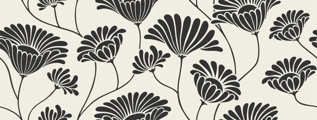 Abstract shape flower organic seamless pattern. floral geometric pattern on white background.