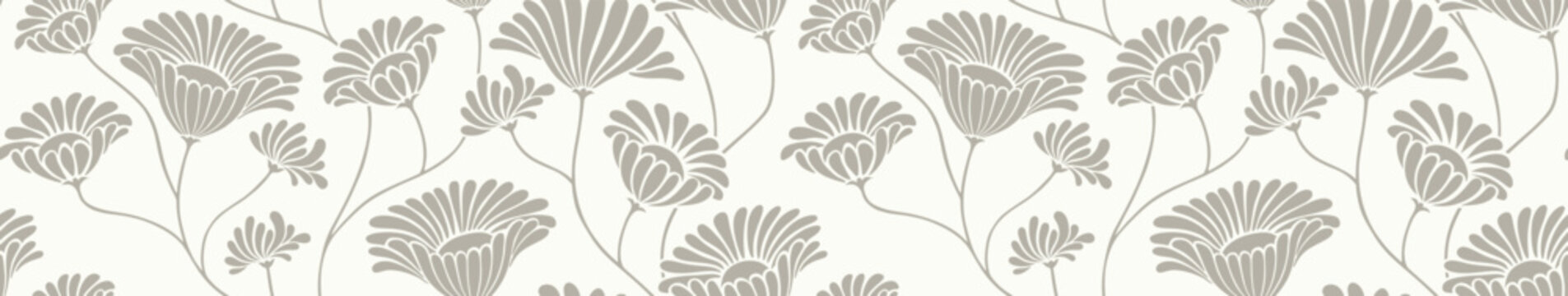 Fototapeta Abstract shape flower organic seamless pattern. floral geometric pattern on white background.