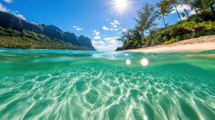 Fototapeta premium Discover Hawaii's pristine waters and golden sunsets