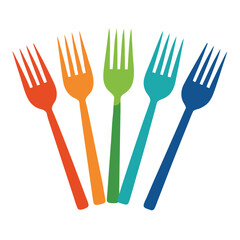 set of colorful forks