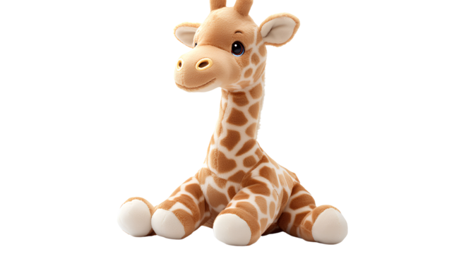  Stuffed animal giraffe sitting down, transparent background,