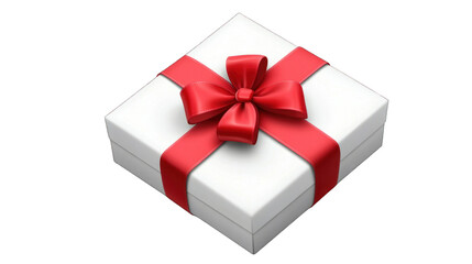 Fototapeta premium A white box with a red bow on top