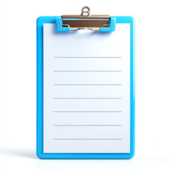 A blue clipboard with a blank sheet designed for notes and tasks, perfect for office and educational use.