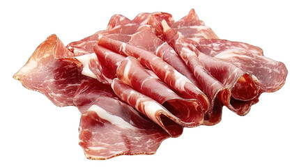 A piece of meat is sliced into thin strips