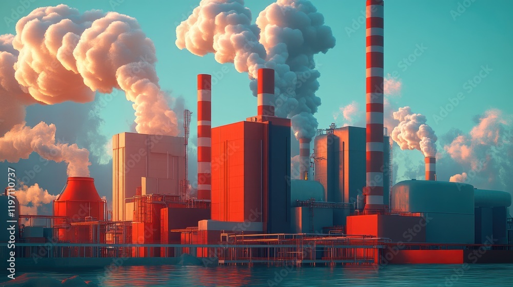 Poster 3D rendered concept of carbon capture as part of offset programs to reduce carbon footprints and support sustainability, aimed at achieving carbon neutrality goals