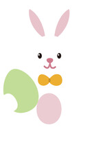 Bunny holding Easter egg flat vector illustration.
Cute rabbit Cartoon character icon.
Happy easter design isolated.
Good for card,poster, banner, leaflet.
Transparent background.