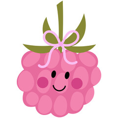 Cute raspberry character with pink bow. Perfect for whimsical and playful designs. Childish style