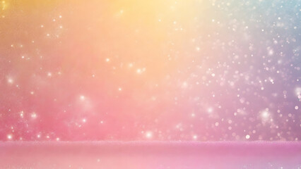 Bright pastel gradient background with sparkling bokeh and soft colors
