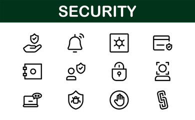 Premium Security Icons. Clean and Editable Vectors for Surveillance, Protection, Alarm Systems, and Cybersecurity Projects.