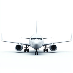 Fototapeta premium A sleek white airplane on a blank background, emphasizing its modern design and aerodynamic features.