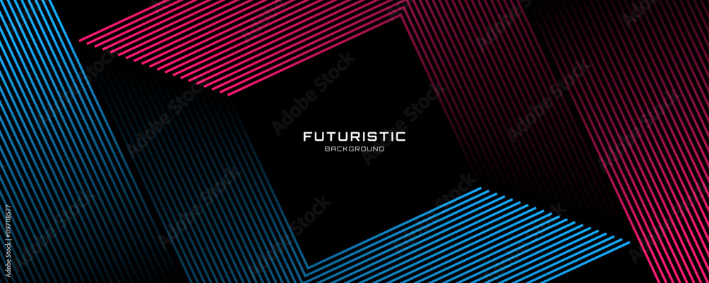 Poster 3d red blue lines techno abstract background overlap layer on dark space with squares effect decorat