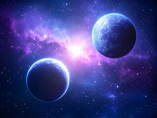 Obraz premium Cosmic Nebula Planets Illustration