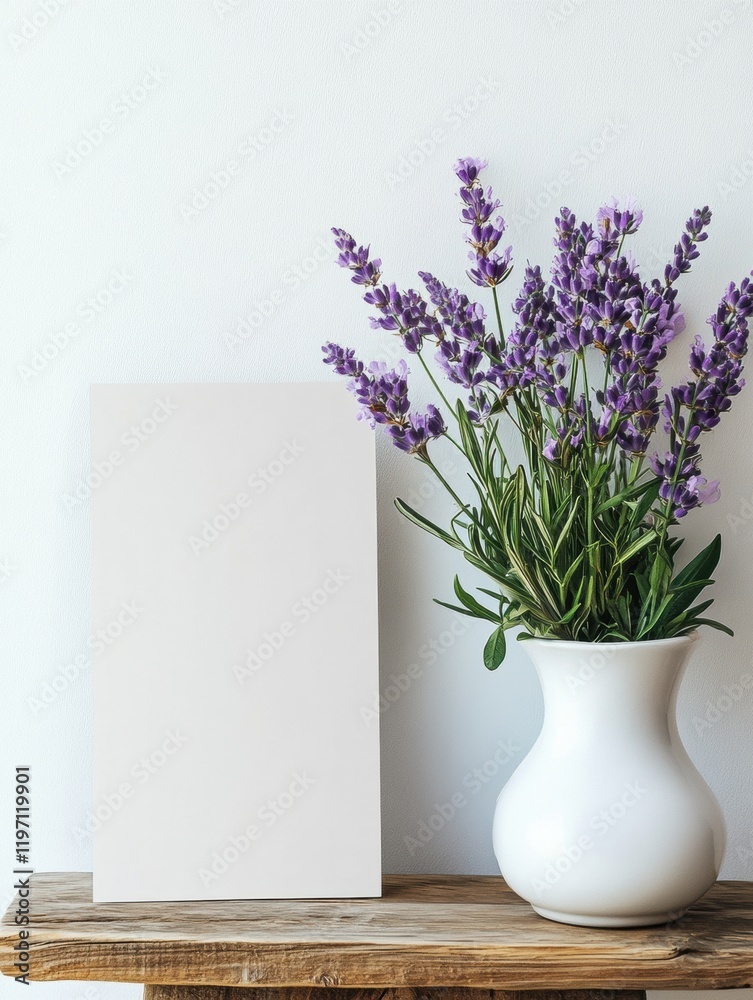 Leinwandbilder stylish display of lavender flowers next to an empty mock up for text placement in a modern interior