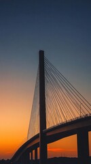 Fototapeta premium Majestic Bridge Silhouette at Sunset Golden Hour Sky