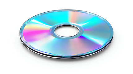 A vibrant and reflective CD, showcasing its colorful surface and intricate details, symbolizing digital media and data storage.