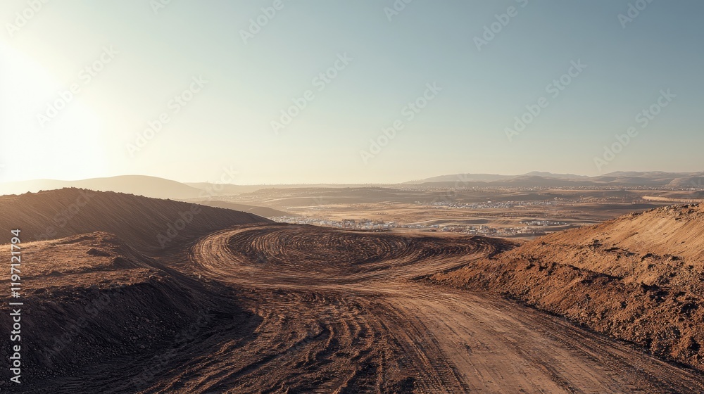 Poster A large landfill site extending into the distance, highlighting the environmental concerns caused by increasing consumer waste, under a clear sky with a focus on the scale of the issue