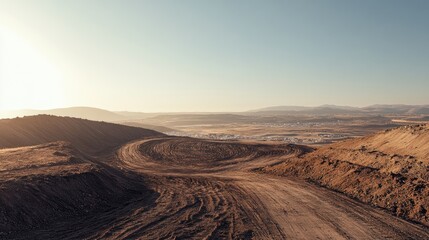 A large landfill site extending into the distance, highlighting the environmental concerns caused by increasing consumer waste, under a clear sky with a focus on the scale of the issue