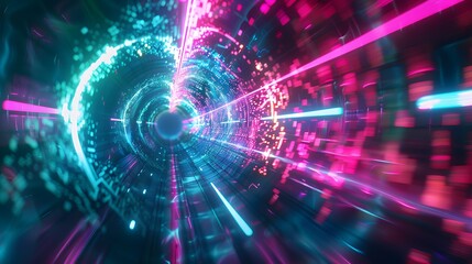 Obraz premium A colorful tunnel with a blue object in the middle