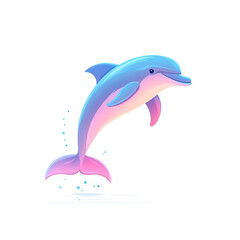 Naklejka premium A vibrant illustration of a joyful dolphin leaping out of the water, showcasing its playful nature and colorful design.
