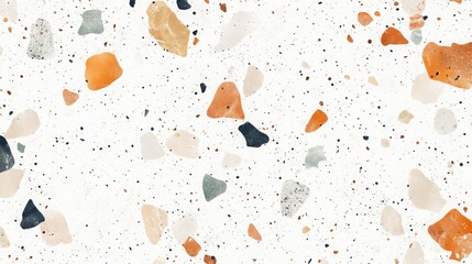 Abstract speckled pattern with various colors creating a terrazzo style surface texture design