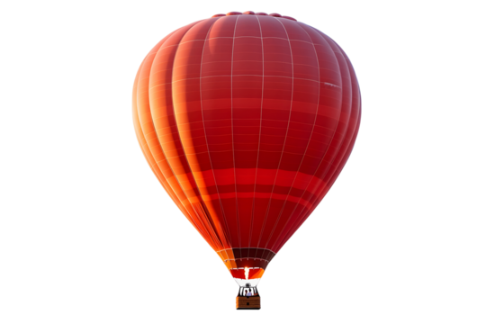 Red Hot Air Balloon Soars Through Sky, Transparent Background Image - Powered by Adobe